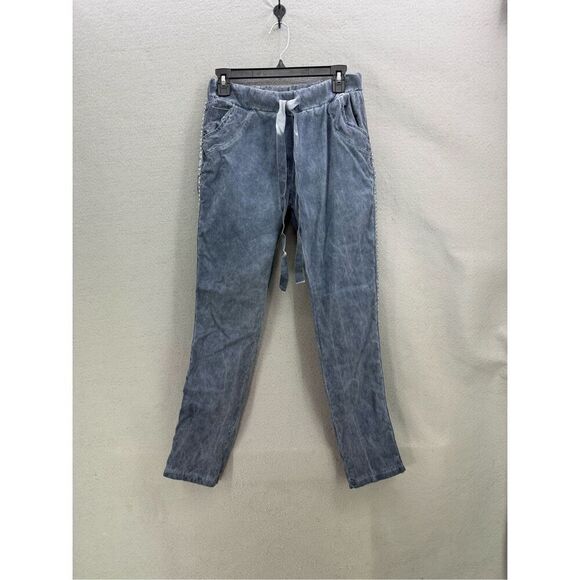 Gigi Moda Made in Italy Blue Caterina Cotton Studded Drawstring Pants Size XL - Picture 1 of 9